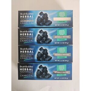 Brush Buddies Herbal Toothpaste infused With Activated Charcoal Cool Mint (3 Pc)